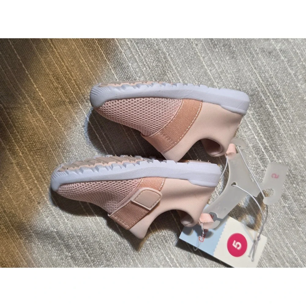 Cat & Jack Austen Toddler Girls Pink Shimmer Mesh Slip On Sneakers Size 5 NEW